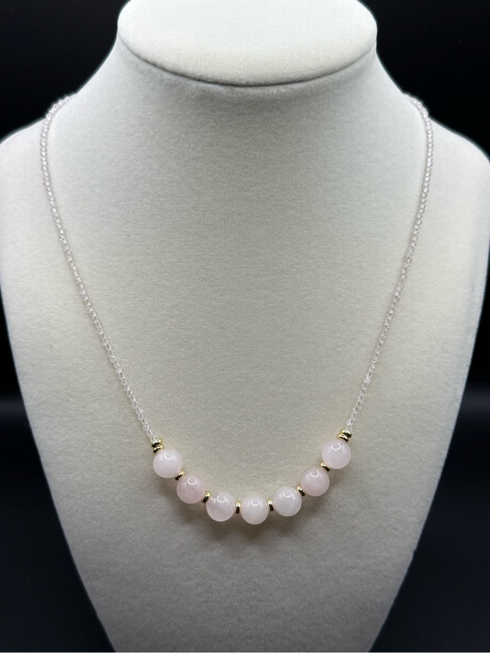 Delicate Rose Quartz Beaded Necklace